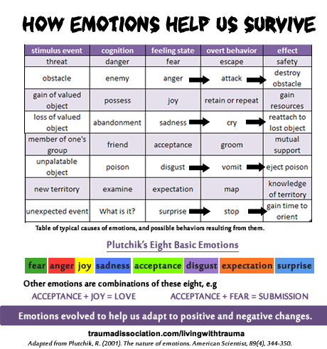 Emotions evolved to help us survive- Plutnick's Nature of Emotions explained
